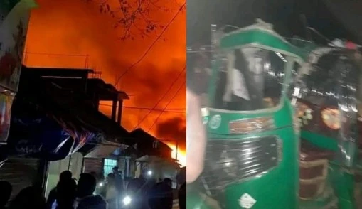 শ্যামগঞ্জ বাজারে শতাধিক দোকান পুড়ে ছাই : নিহত ২