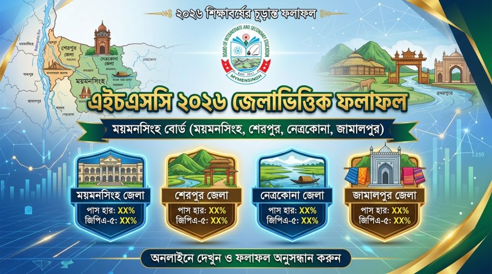 ময়মনসিংহ বোর্ড এইচএসসি ২০২৬ জেলাভিত্তিক রেজাল্টের পরিসংখ্যান